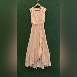 Maison Tara Blush Peach Strapless Ruffle Maxi Dress